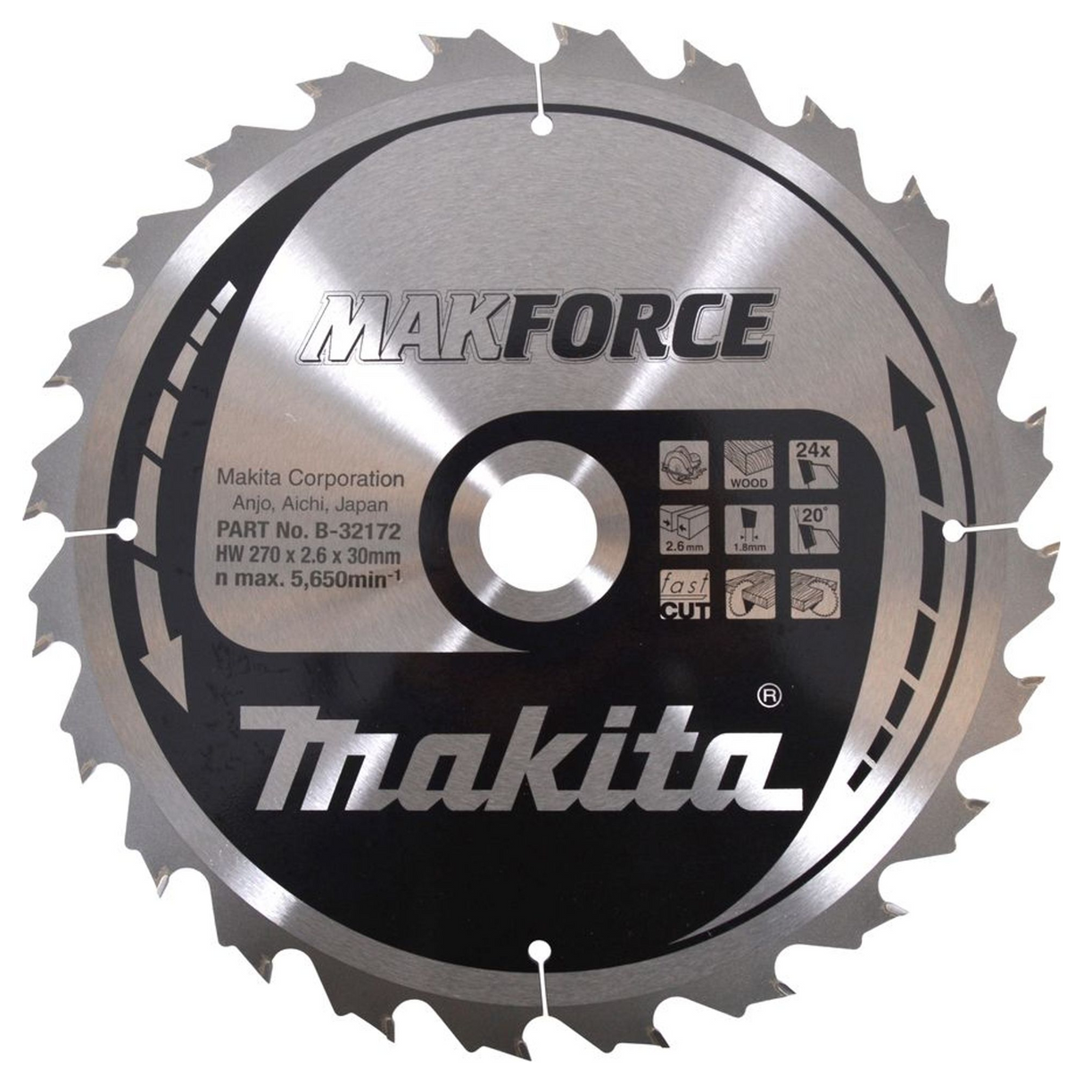 B-32172 - Makita Makforce B-32172 270x30 mm 24T cirkelsågblad - Bild 2