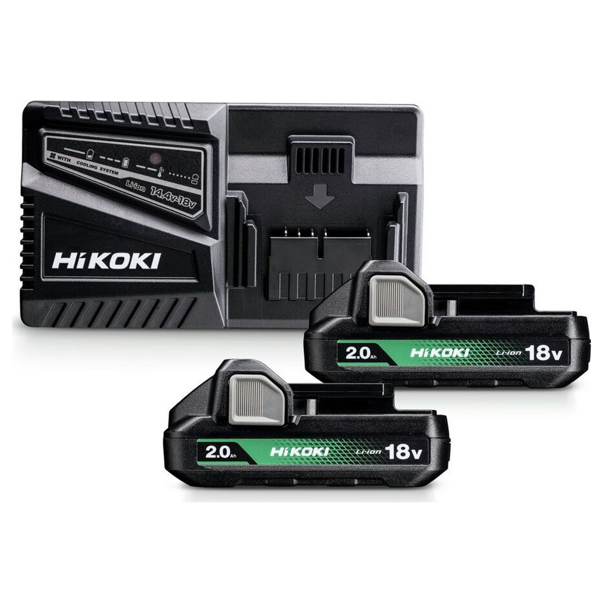 UC18YFSLWFZ - BoosterPack HiKOKI UC18YFSLWFZ 18V 2Ah med 2 BSL1820M-batterier och UC18YFSL-laddare