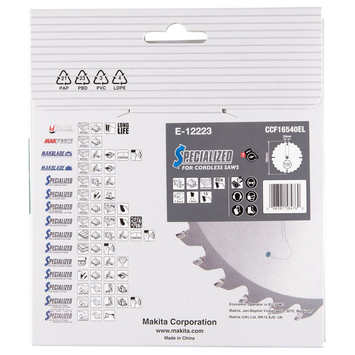 E-12223 - Circular Saw Blade Makita Efficut E-12223 165x20mm 40T - Image 6