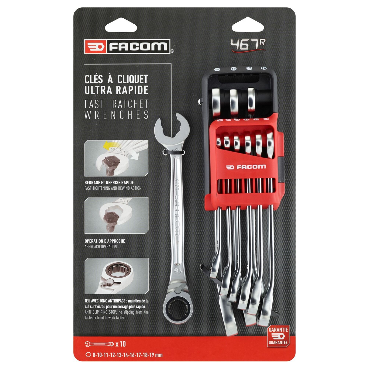 467BR.JP10PB - Facom 467BR 10-Piece Ratchet Combination Wrench Set - Image 6
