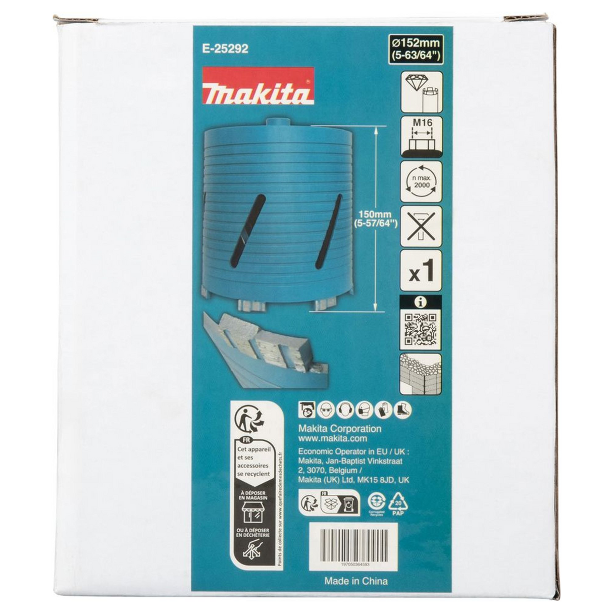 E-25292 - Corona Diamantata Makita E-25292 152mm M16 - Immagine 5