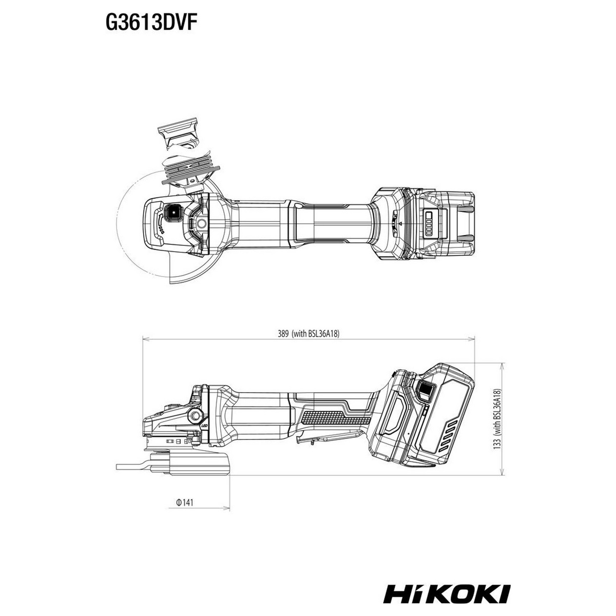 G3613DVFW2Z - HiKOKI G3613DVFW2Z 36V 125mm vinkelslip - Bild 12