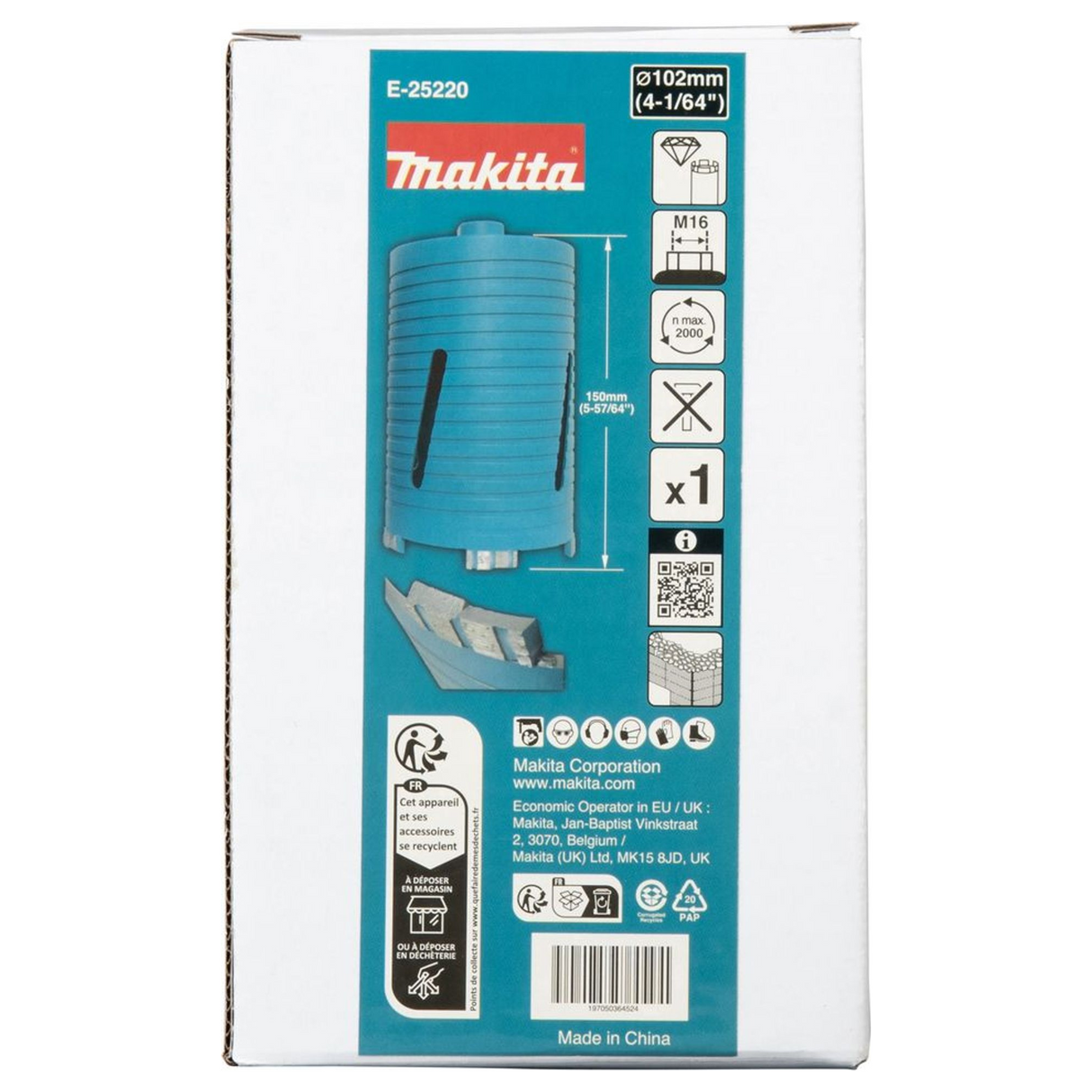 Corona Diamantata Makita E-25220 102mm M16 a Secco