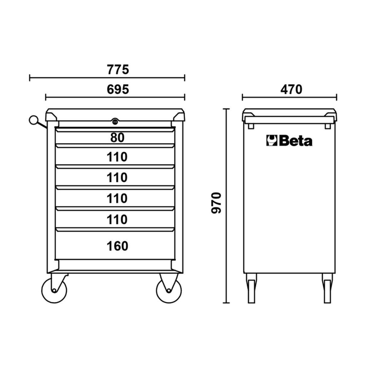 Cassettiera Porta utensili Beta BW C04BOX-A VU