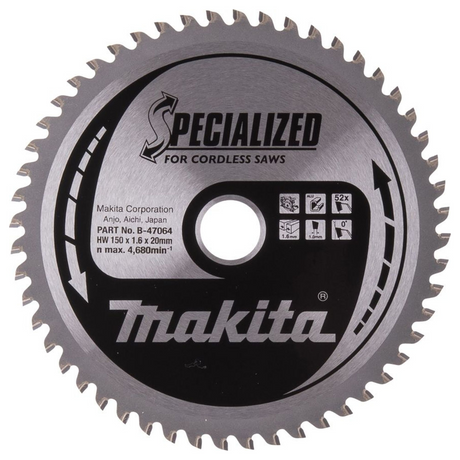 B-47064 - Lama Sega Circolare Makita B-47064 150mm 52T Alluminio - Immagine 2