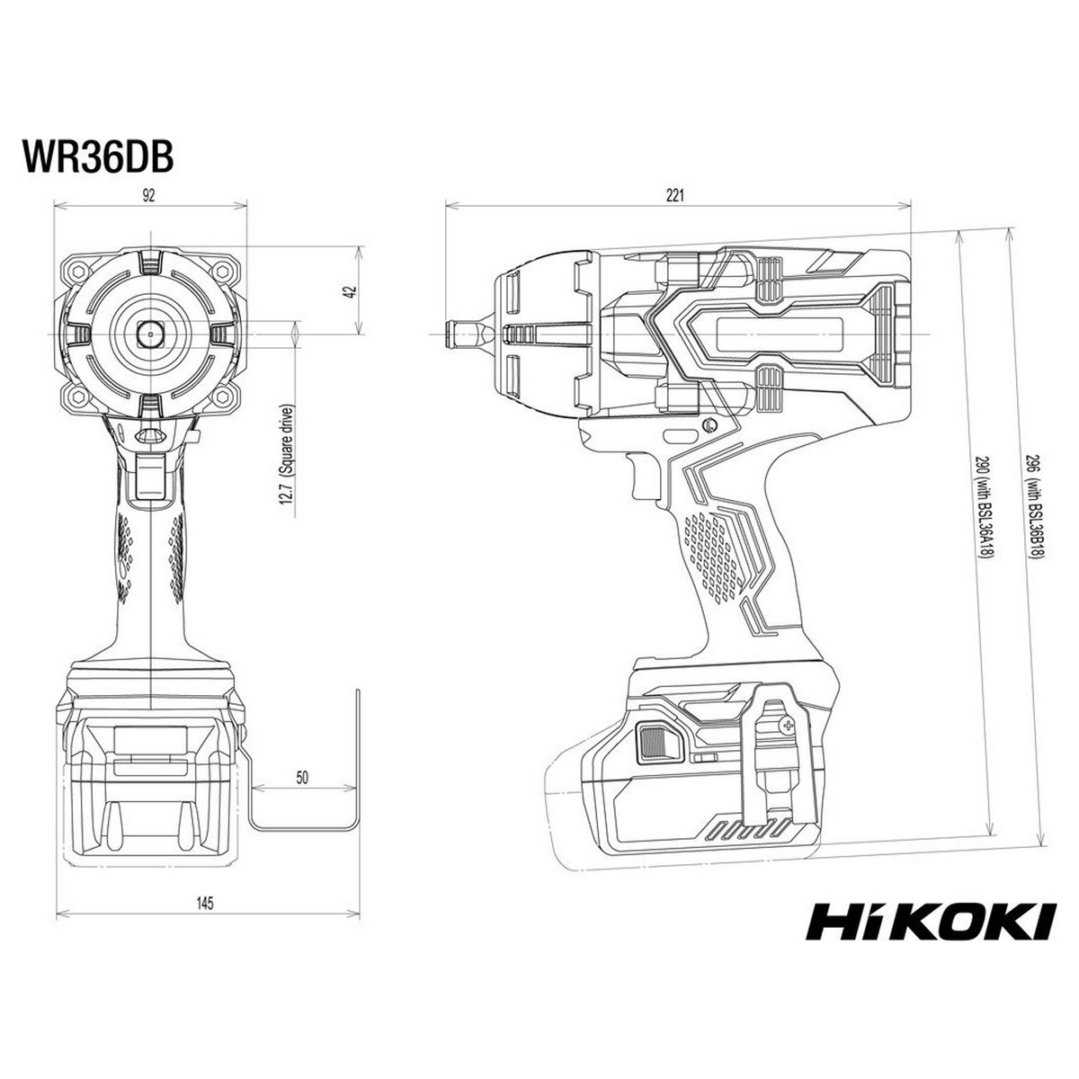 WR36DBWRZ - HiKOKI WR36DBWRZ 36V slagskruvmejsel - Bild 3