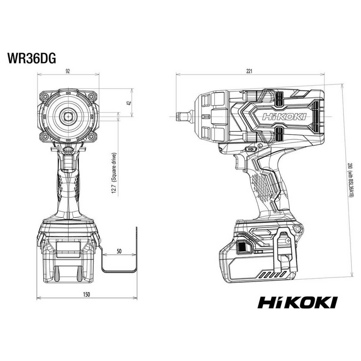 WR36DGWRZ - HiKOKI WR36DGWRZ 36V slagskruvmejsel - Bild 8
