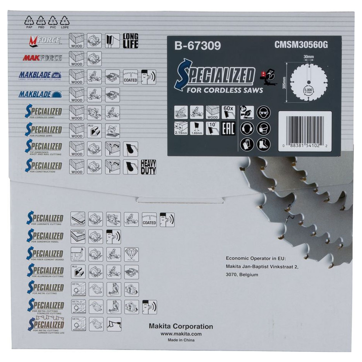 B-67309 - Makita B-67309 Efficut TCT-klinga 305x30mm 60 tänder - Bild 5