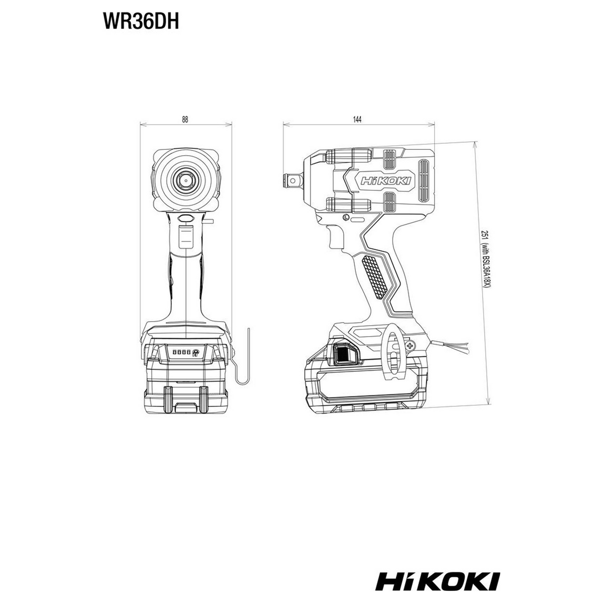 WR36DHW2Z - HiKOKI WR36DHW2Z 36V slagskruvmejsel - Bild 9