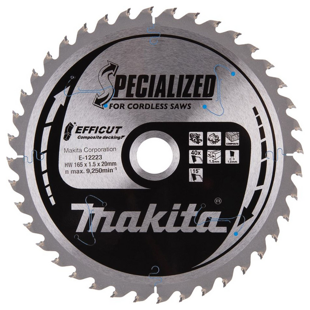 E-12223 - Circular Saw Blade Makita Efficut E-12223 165x20mm 40T - Image 2
