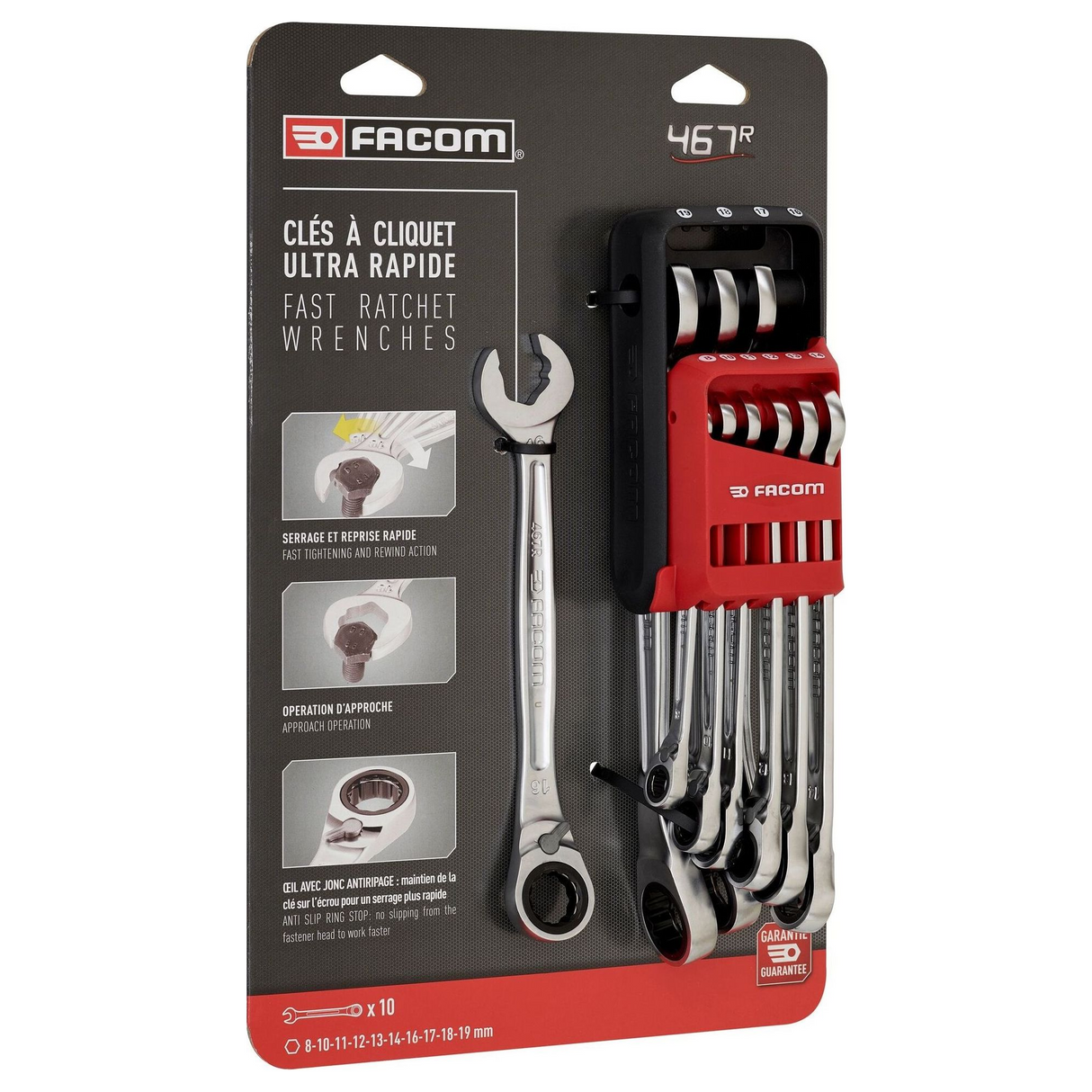 467BR.JP10PB - Facom 467BR 10-Piece Ratchet Combination Wrench Set - Image 7