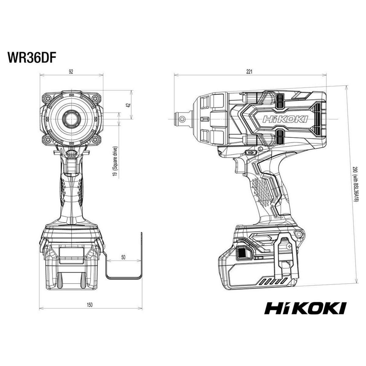 WR36DFWRZ - HiKOKI WR36DFWRZ 36V slagskruvmejsel - Bild 11