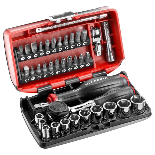Set Cricchetto e Bussole Facom R.360NANOPB 1/4" 38 pezzi